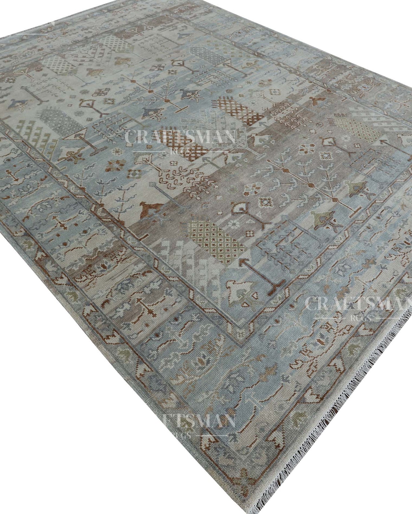Tavros Wool Hand-Knotted Oushak-Inspired Rug