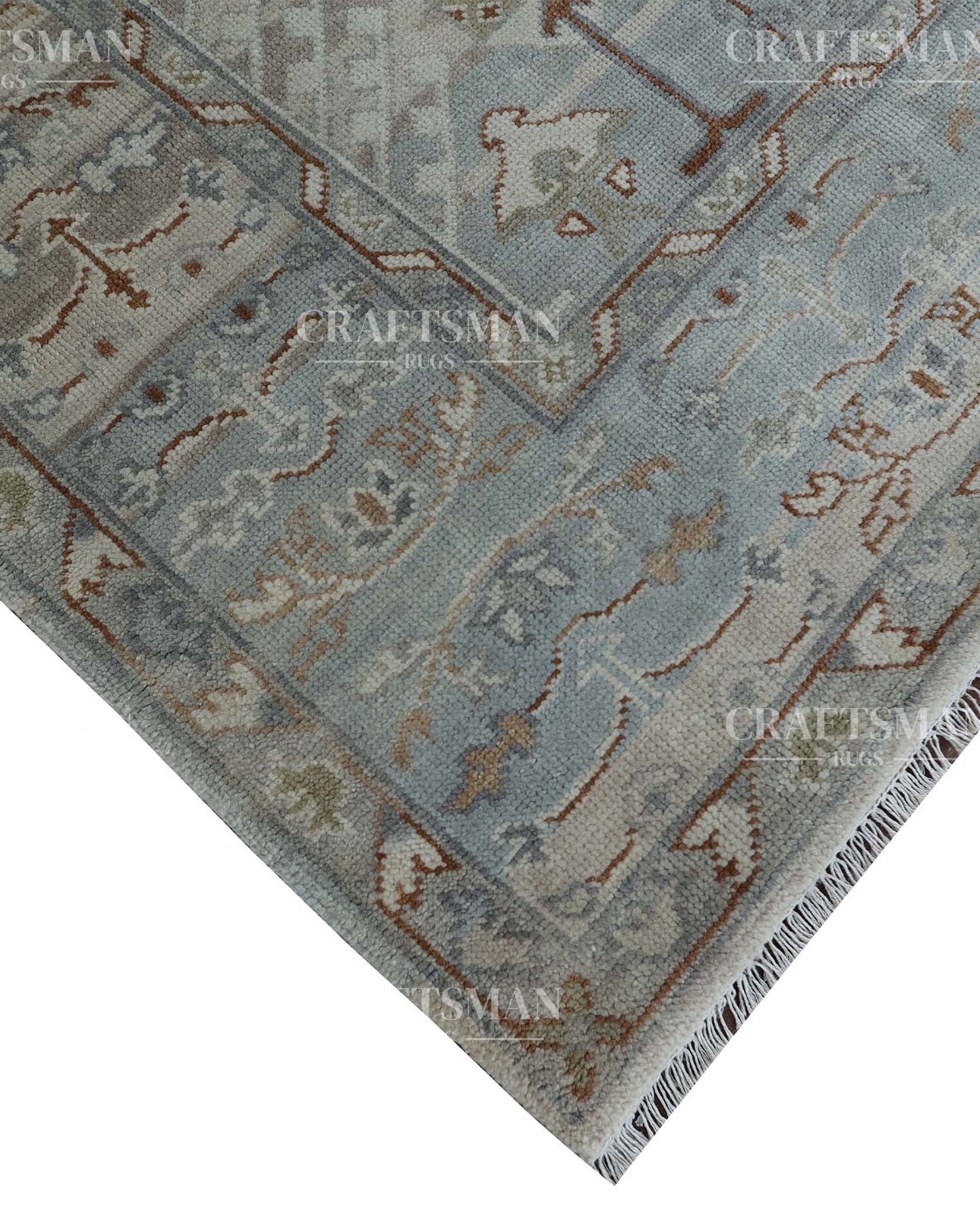 Tavros Wool Hand-Knotted Oushak-Inspired Rug