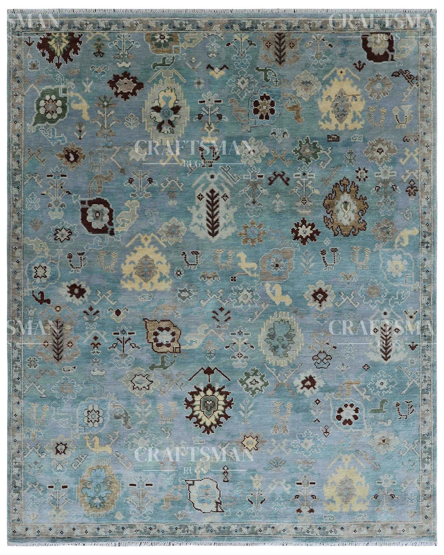 Selvar Wool Hand-Knotted Oushak-Inspired Rug