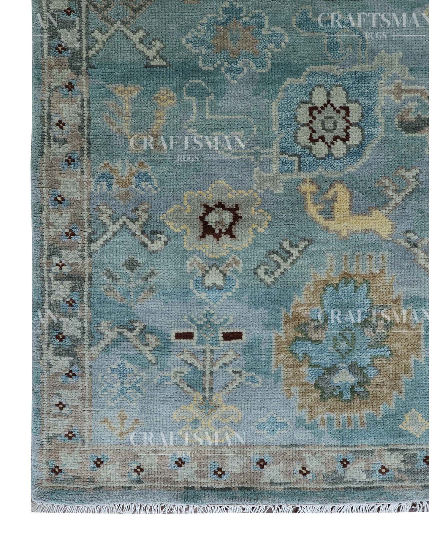 Selvar Wool Hand-Knotted Oushak-Inspired Rug