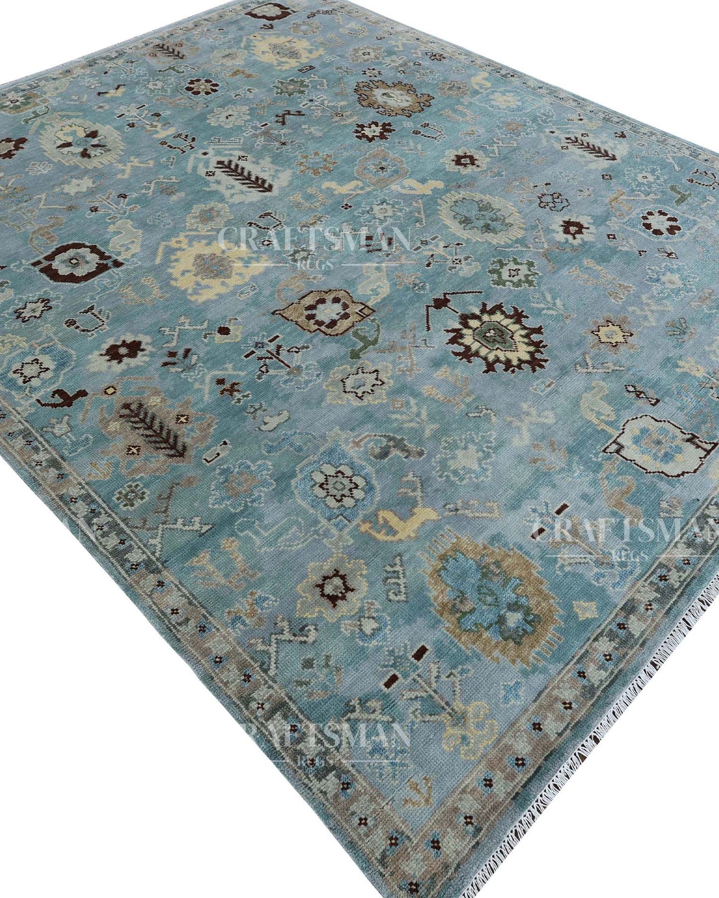 Selvar Wool Hand-Knotted Oushak-Inspired Rug
