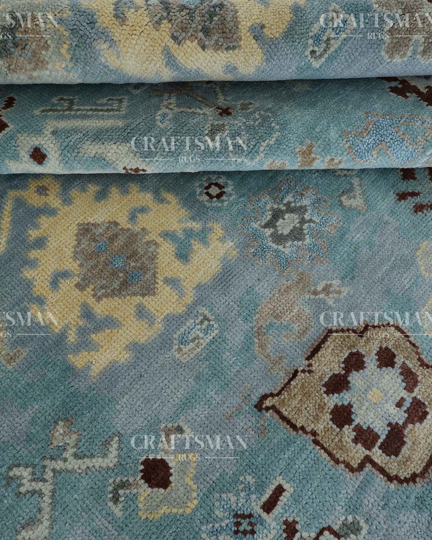 Selvar Wool Hand-Knotted Oushak-Inspired Rug