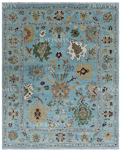 Porvin Wool Hand-Knotted Oushak-Inspired Rug