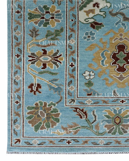 Porvin Wool Hand-Knotted Oushak-Inspired Rug