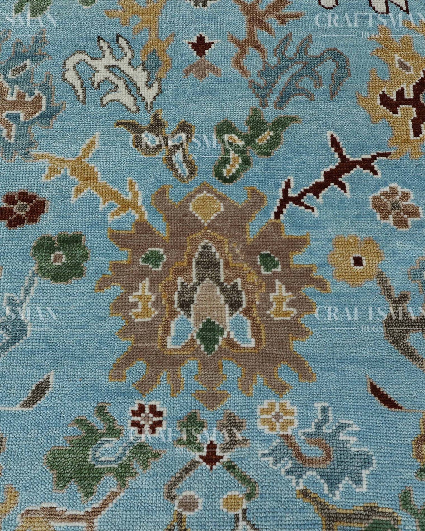 Porvin Wool Hand-Knotted Oushak-Inspired Rug
