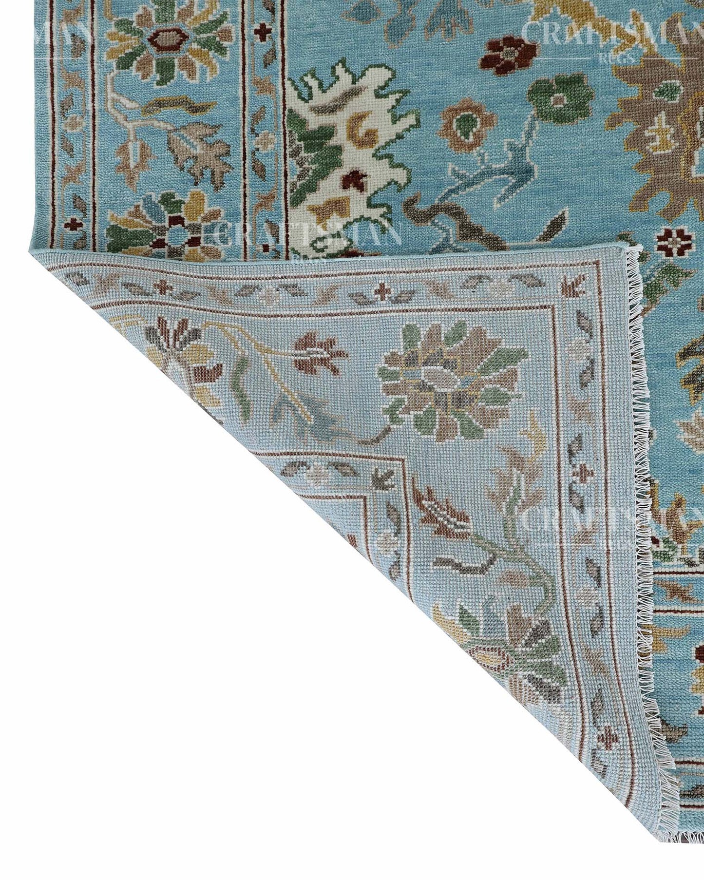 Porvin Wool Hand-Knotted Oushak-Inspired Rug