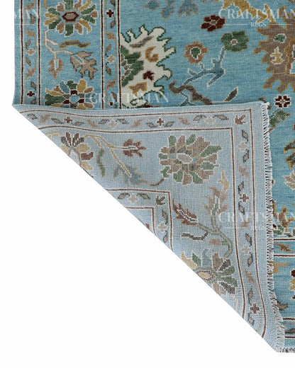 Porvin Wool Hand-Knotted Oushak-Inspired Rug