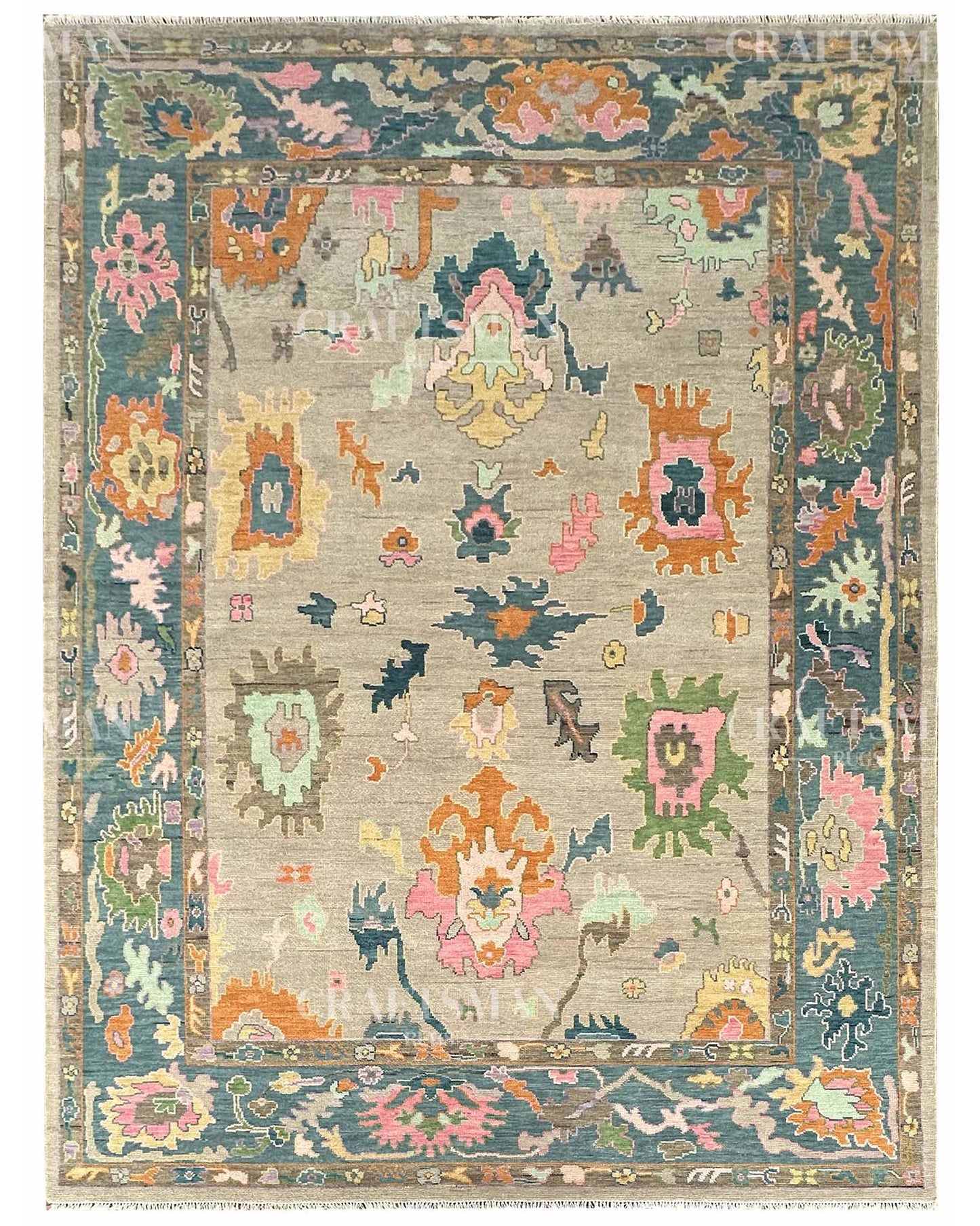 Kadrin Wool Hand-Knotted Oushak-Inspired Rug