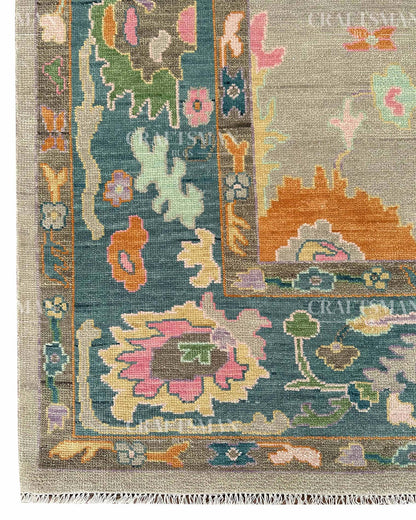 Kadrin Wool Hand-Knotted Oushak-Inspired Rug