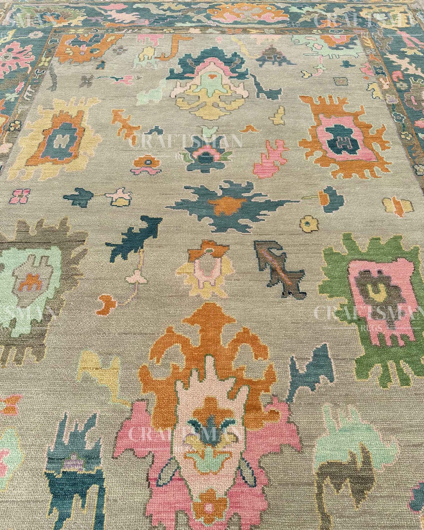 Kadrin Wool Hand-Knotted Oushak-Inspired Rug