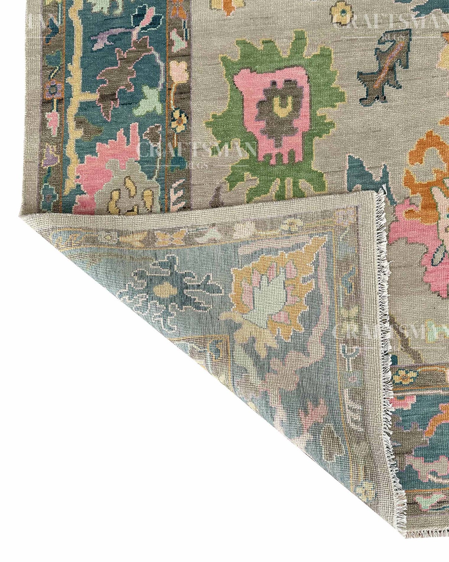 Kadrin Wool Hand-Knotted Oushak-Inspired Rug