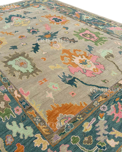 Kadrin Wool Hand-Knotted Oushak-Inspired Rug