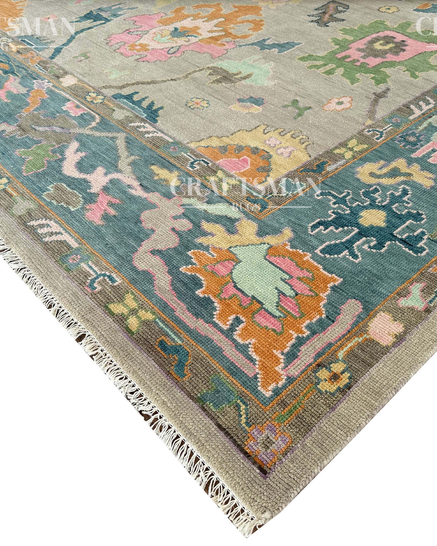 Kadrin Wool Hand-Knotted Oushak-Inspired Rug