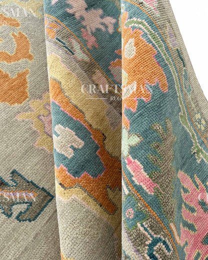 Kadrin Wool Hand-Knotted Oushak-Inspired Rug