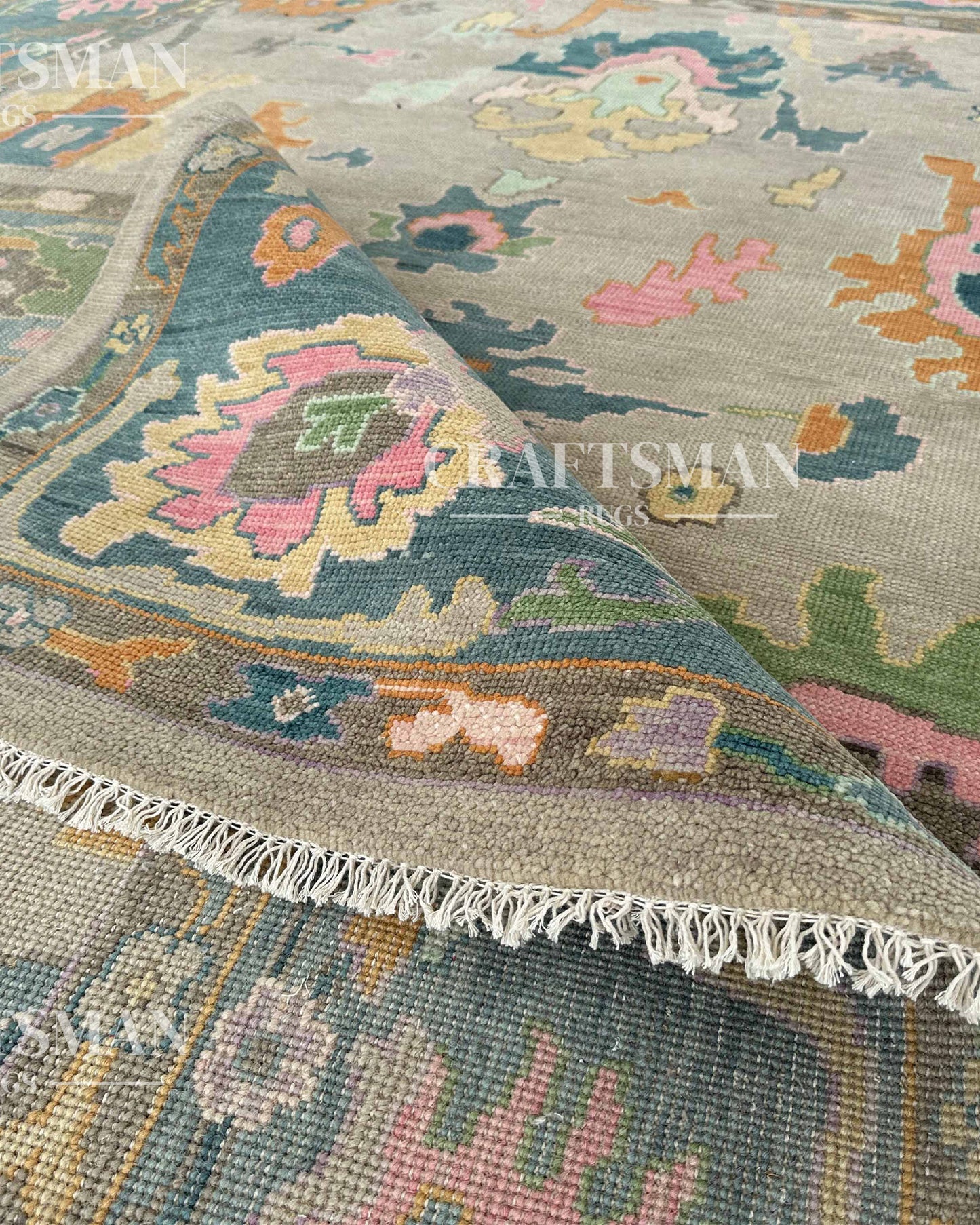 Kadrin Wool Hand-Knotted Oushak-Inspired Rug