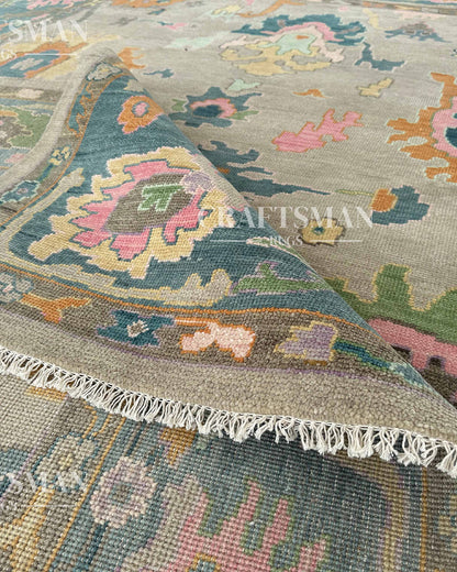 Kadrin Wool Hand-Knotted Oushak-Inspired Rug