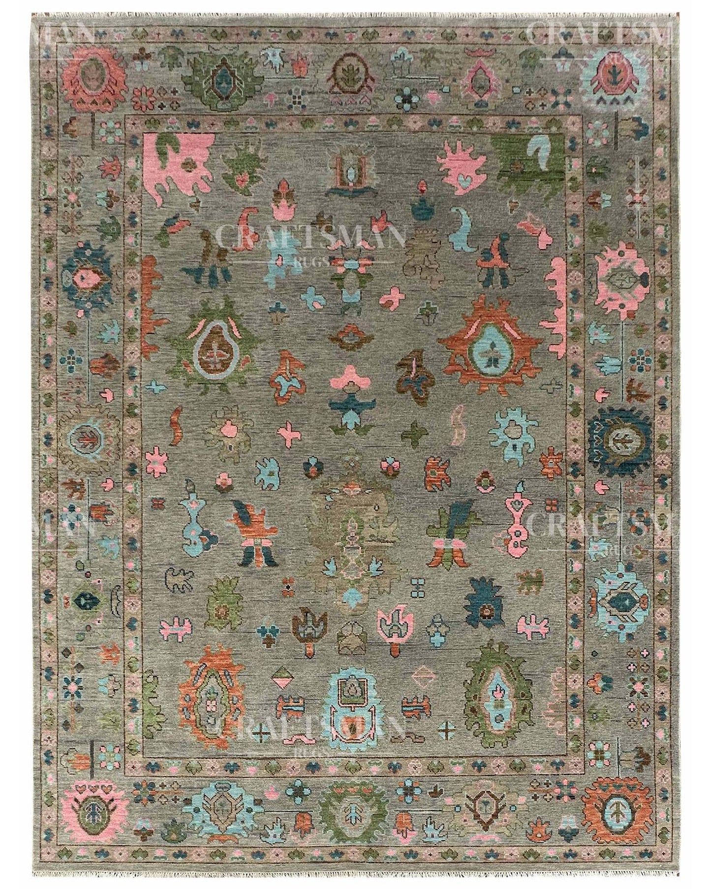 Aurlen Wool Hand-Knotted Oushak-Inspired Rug