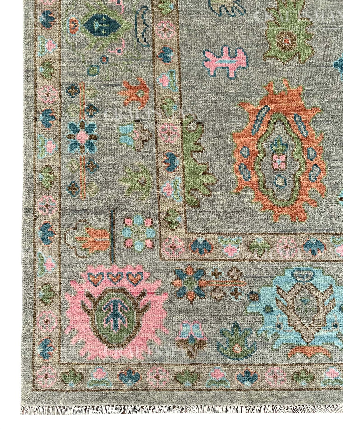 Aurlen Wool Hand-Knotted Oushak-Inspired Rug