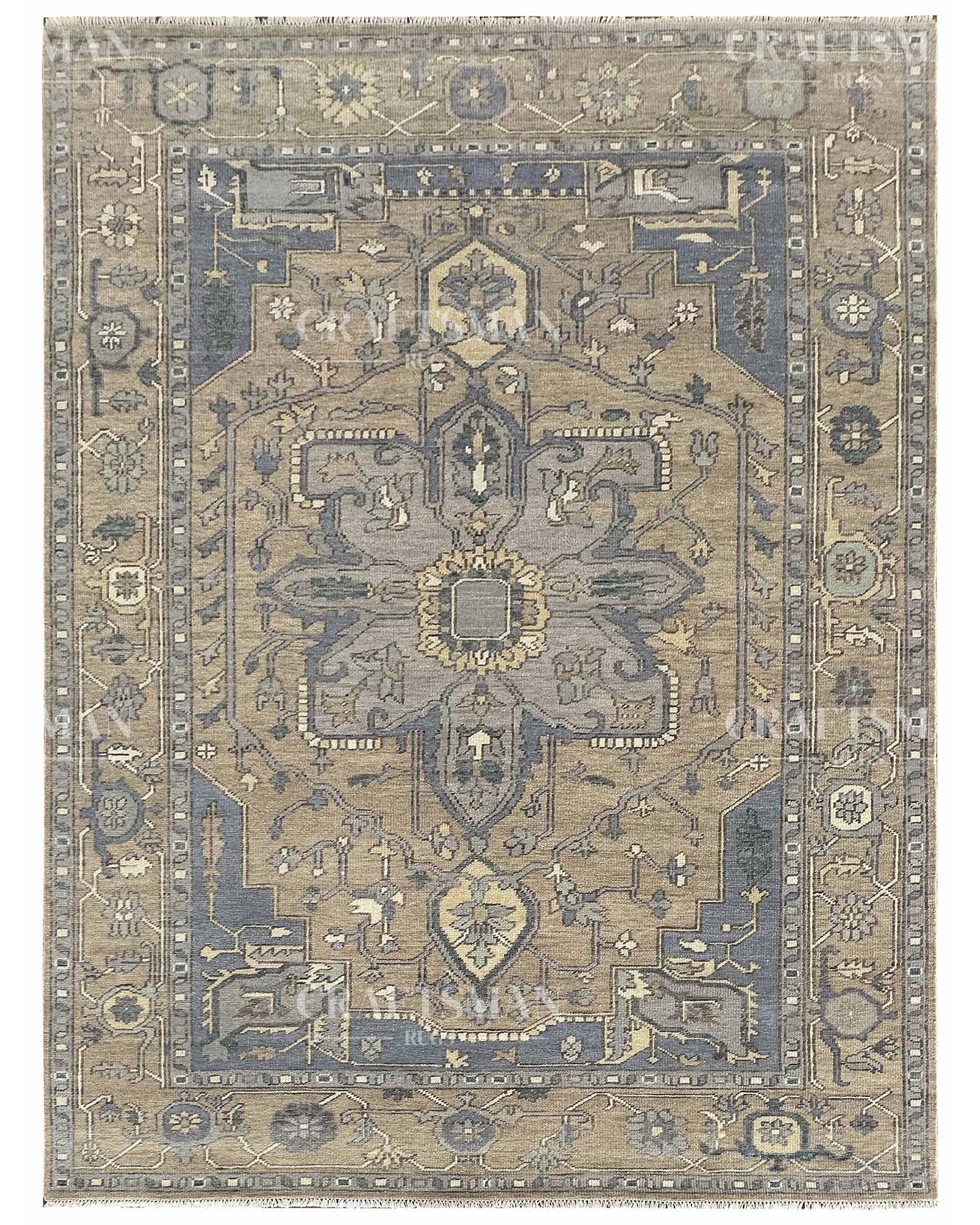 Vellis Wool Hand-Knotted Oushak-Inspired Rug
