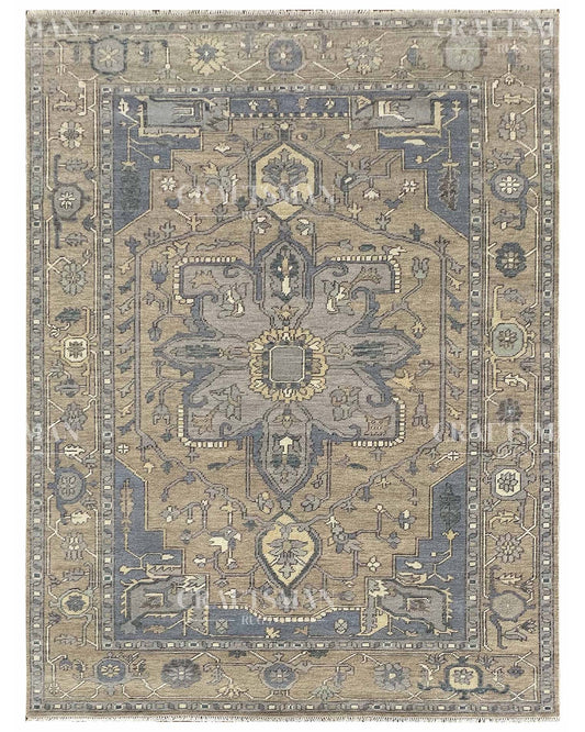 Vellis Wool Hand-Knotted Oushak-Inspired Rug