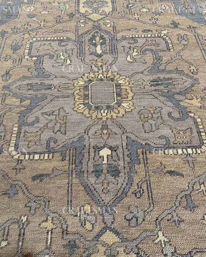 Vellis Wool Hand-Knotted Oushak-Inspired Rug