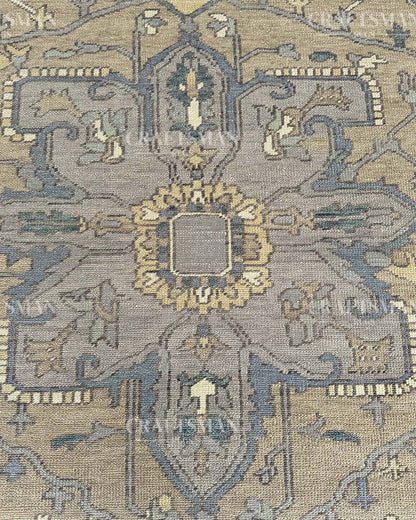Vellis Wool Hand-Knotted Oushak-Inspired Rug