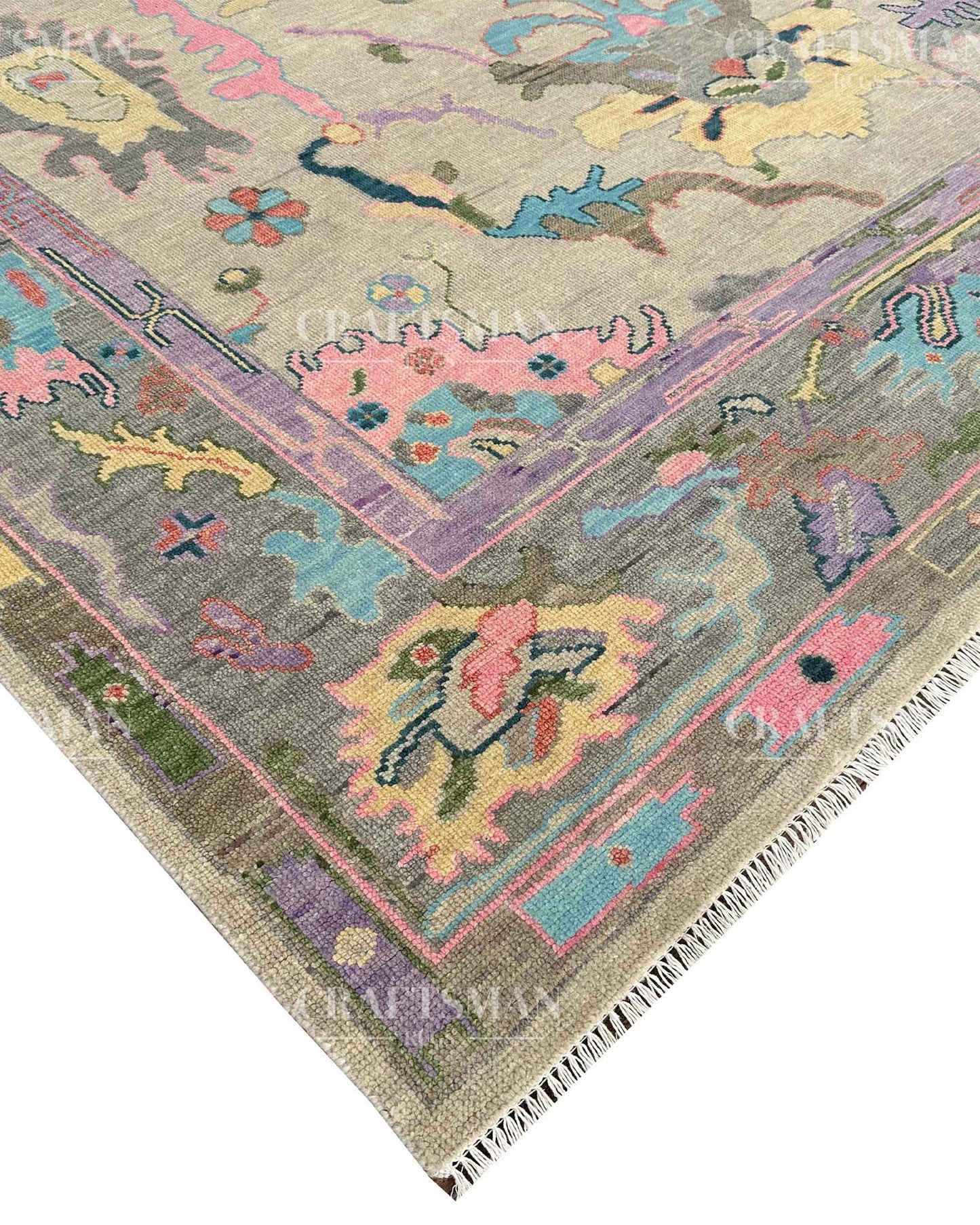 Noryn Wool Hand-Knotted Oushak-Inspired Rug