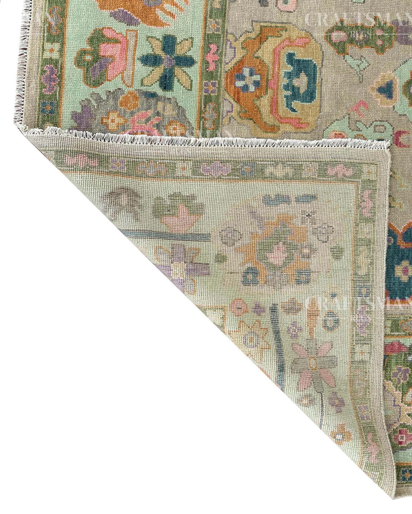 Melvar Wool Hand-Knotted Oushak-Inspired Rug