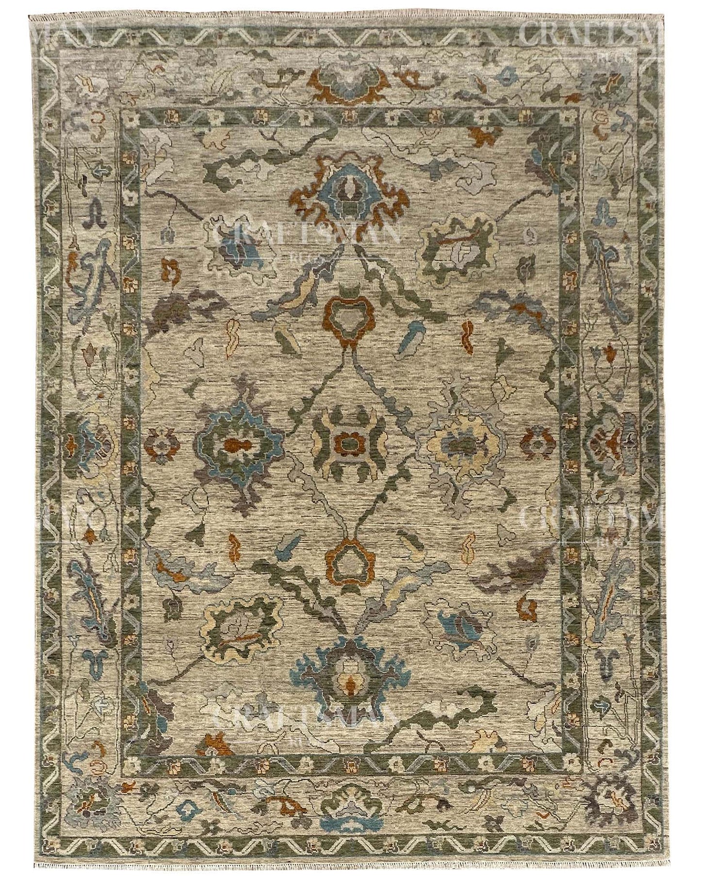 Olren Wool Hand-Knotted Oushak-Inspired Rug