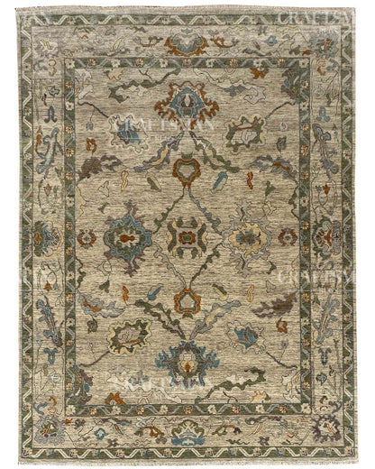 Olren Wool Hand-Knotted Oushak-Inspired Rug