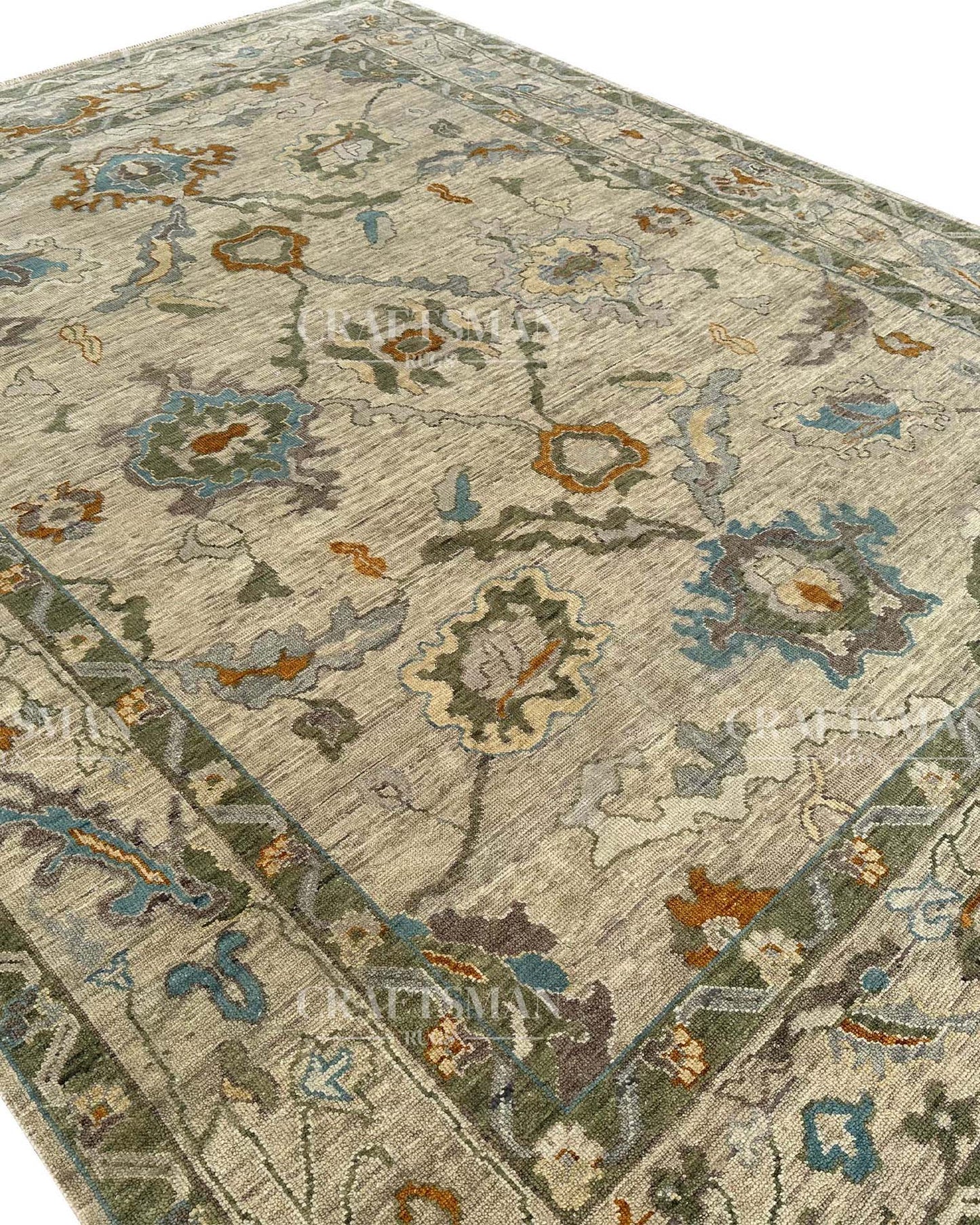 Olren Wool Hand-Knotted Oushak-Inspired Rug