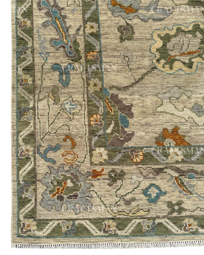 Olren Wool Hand-Knotted Oushak-Inspired Rug