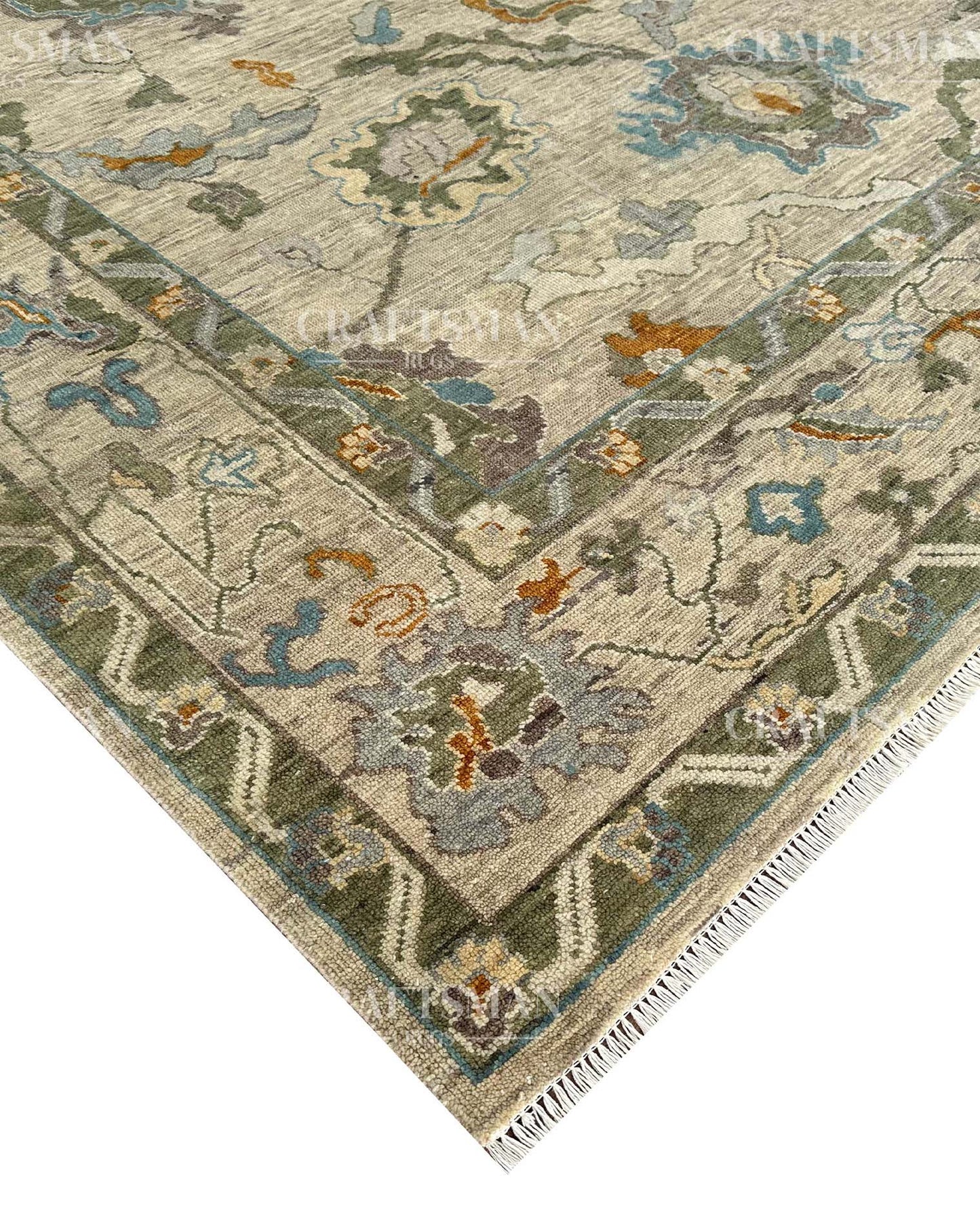 Olren Wool Hand-Knotted Oushak-Inspired Rug