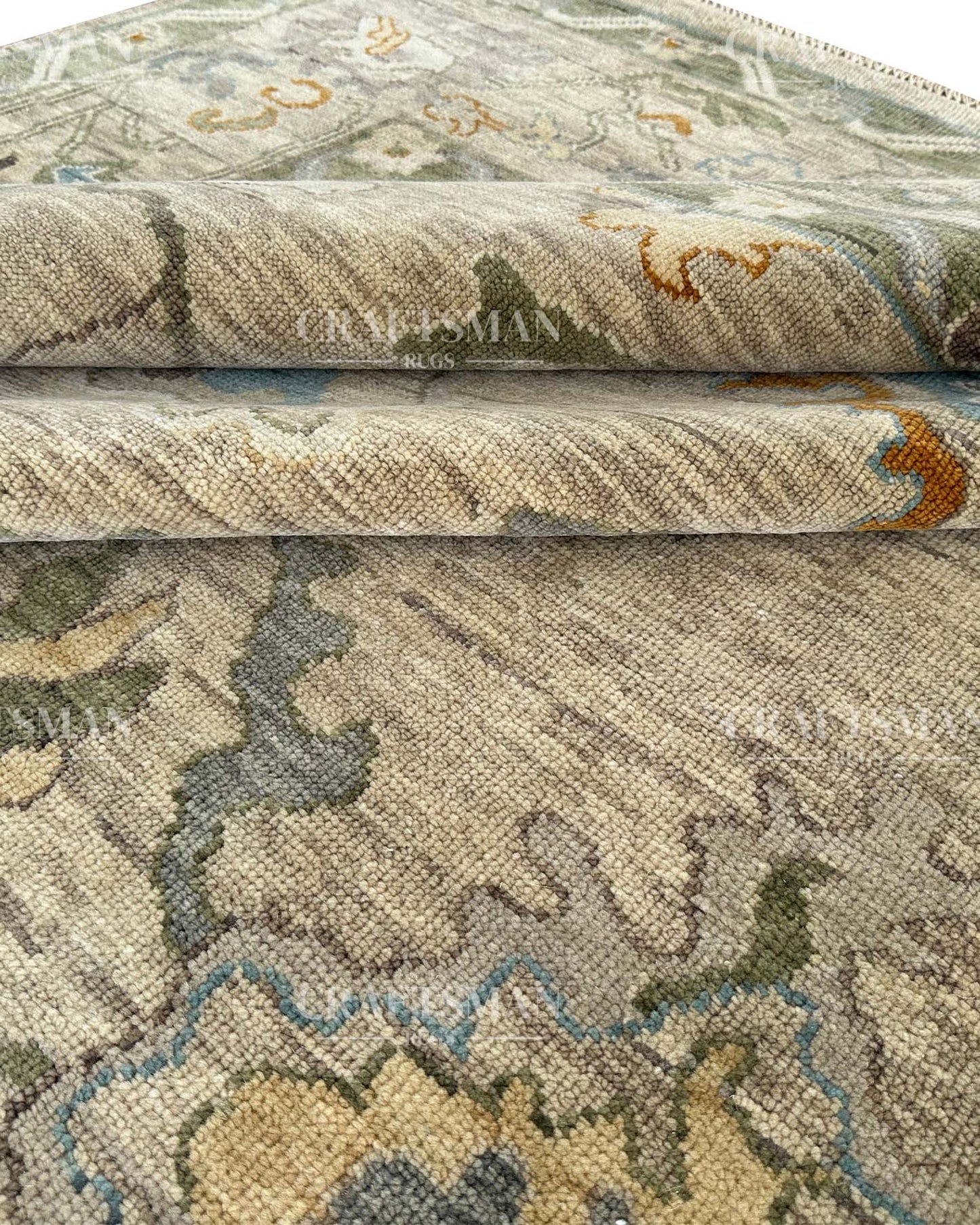 Olren Wool Hand-Knotted Oushak-Inspired Rug