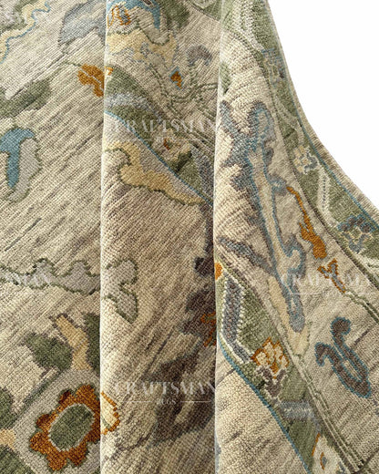 Olren Wool Hand-Knotted Oushak-Inspired Rug