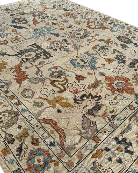 Lorven Wool Hand-Knotted Oushak-Inspired Rug