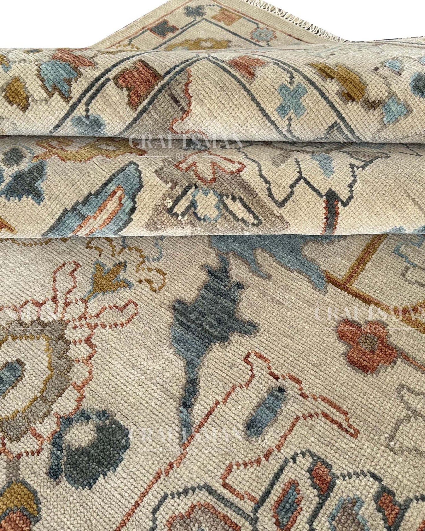 Lorven Wool Hand-Knotted Oushak-Inspired Rug