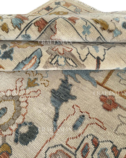 Lorven Wool Hand-Knotted Oushak-Inspired Rug