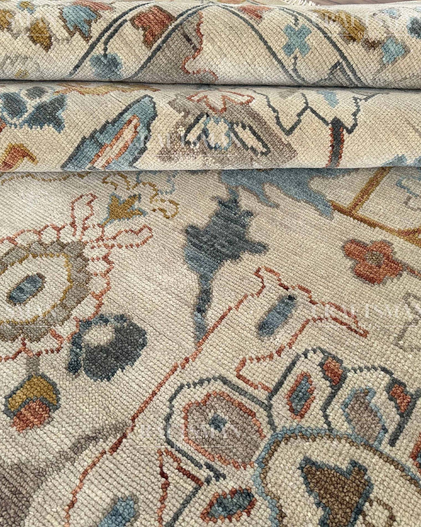 Lorven Wool Hand-Knotted Oushak-Inspired Rug