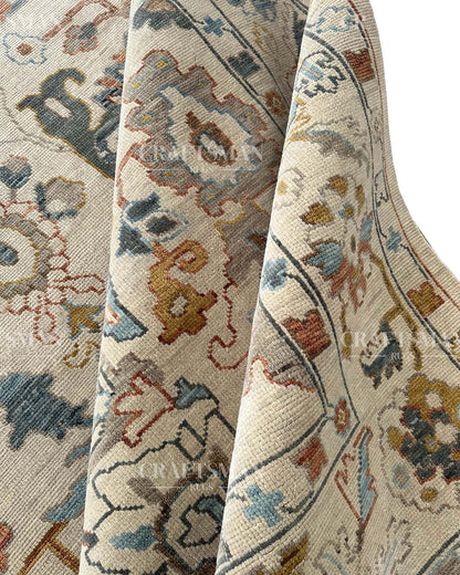 Lorven Wool Hand-Knotted Oushak-Inspired Rug