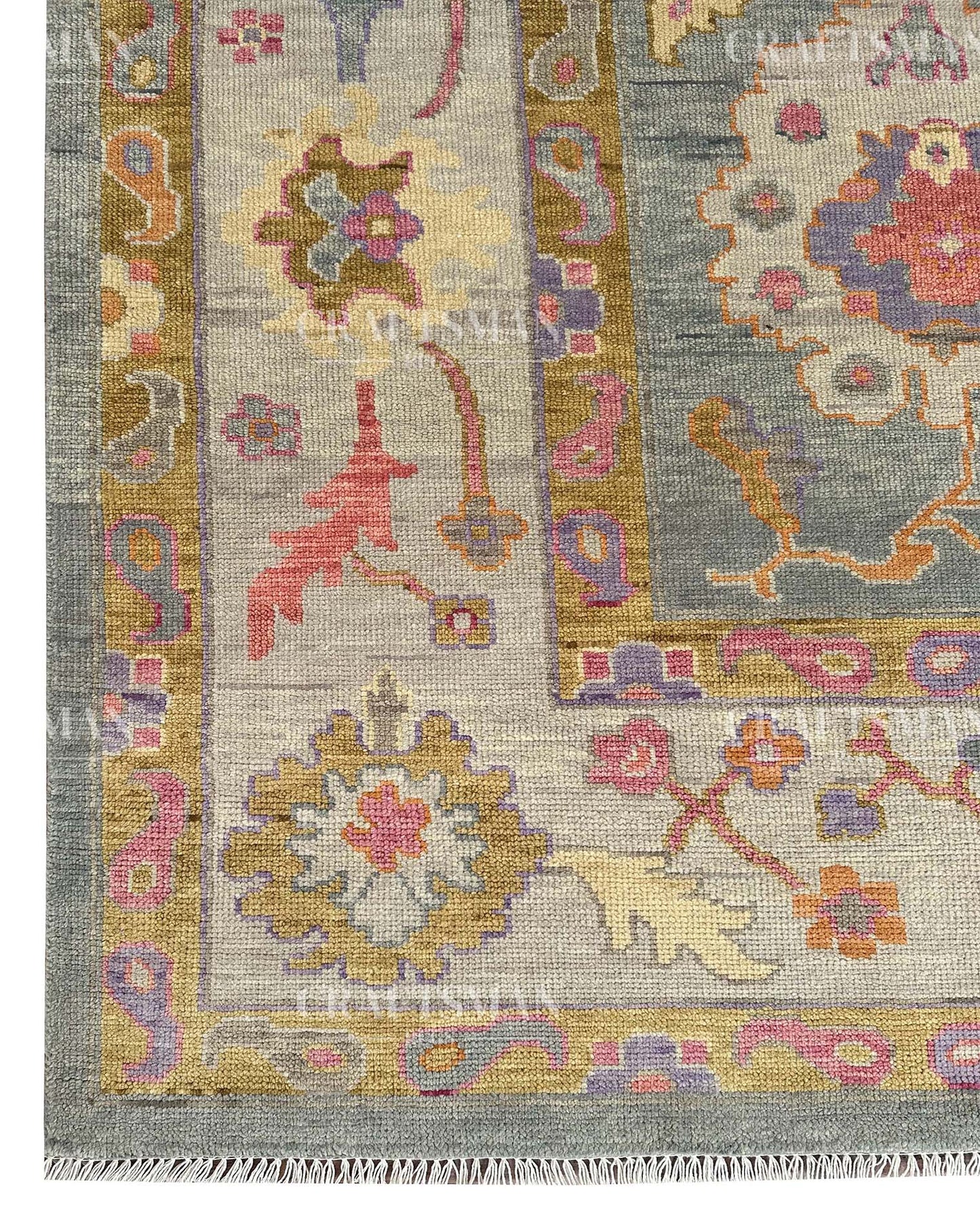 Firra Wool Hand-Knotted Oushak-Inspired Rug