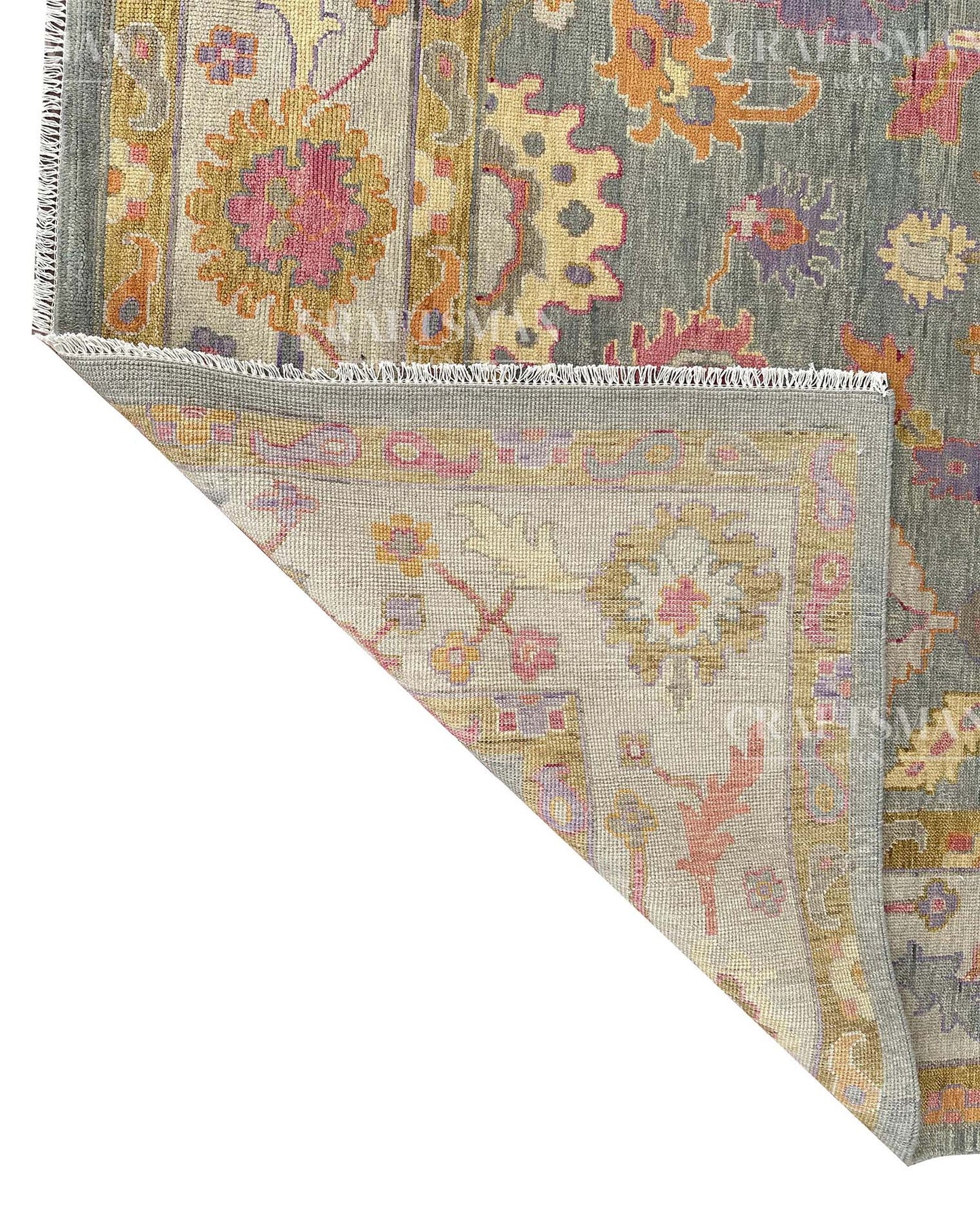 Firra Wool Hand-Knotted Oushak-Inspired Rug