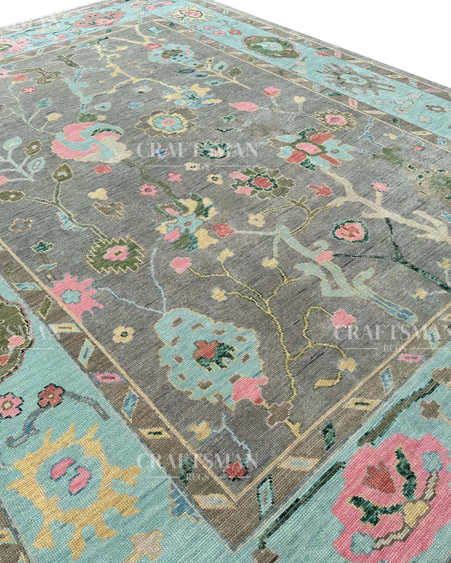 Orlen Wool Hand-Knotted Oushak-Inspired Rug