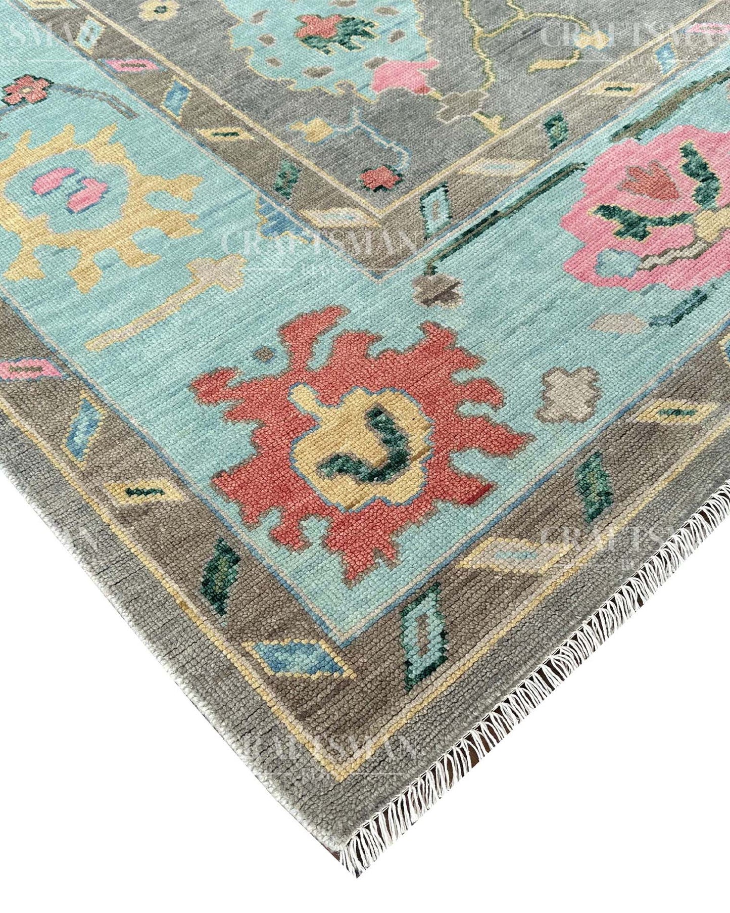 Orlen Wool Hand-Knotted Oushak-Inspired Rug