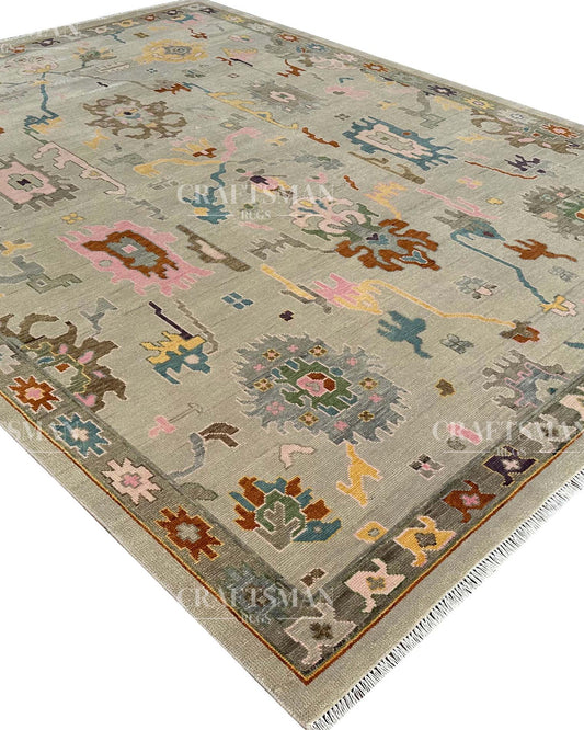 Kalren Wool Hand-Knotted Oushak-Inspired Rug