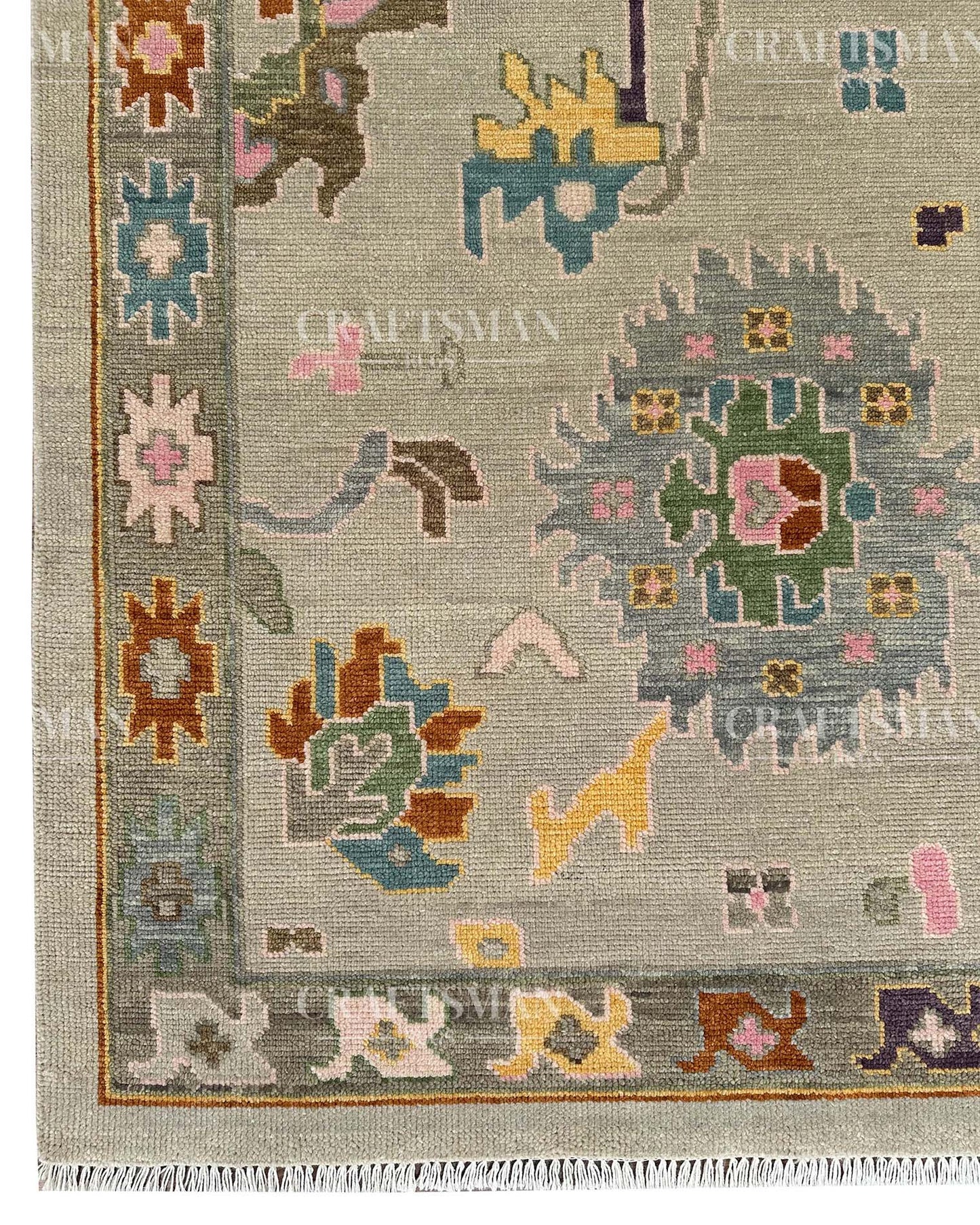 Kalren Wool Hand-Knotted Oushak-Inspired Rug