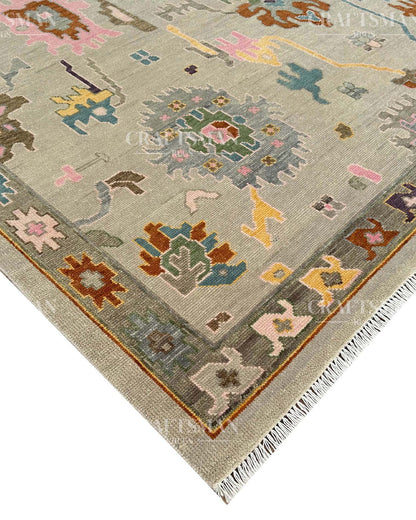 Kalren Wool Hand-Knotted Oushak-Inspired Rug