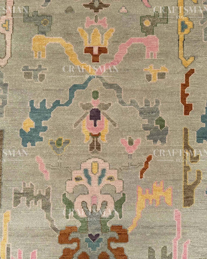 Kalren Wool Hand-Knotted Oushak-Inspired Rug