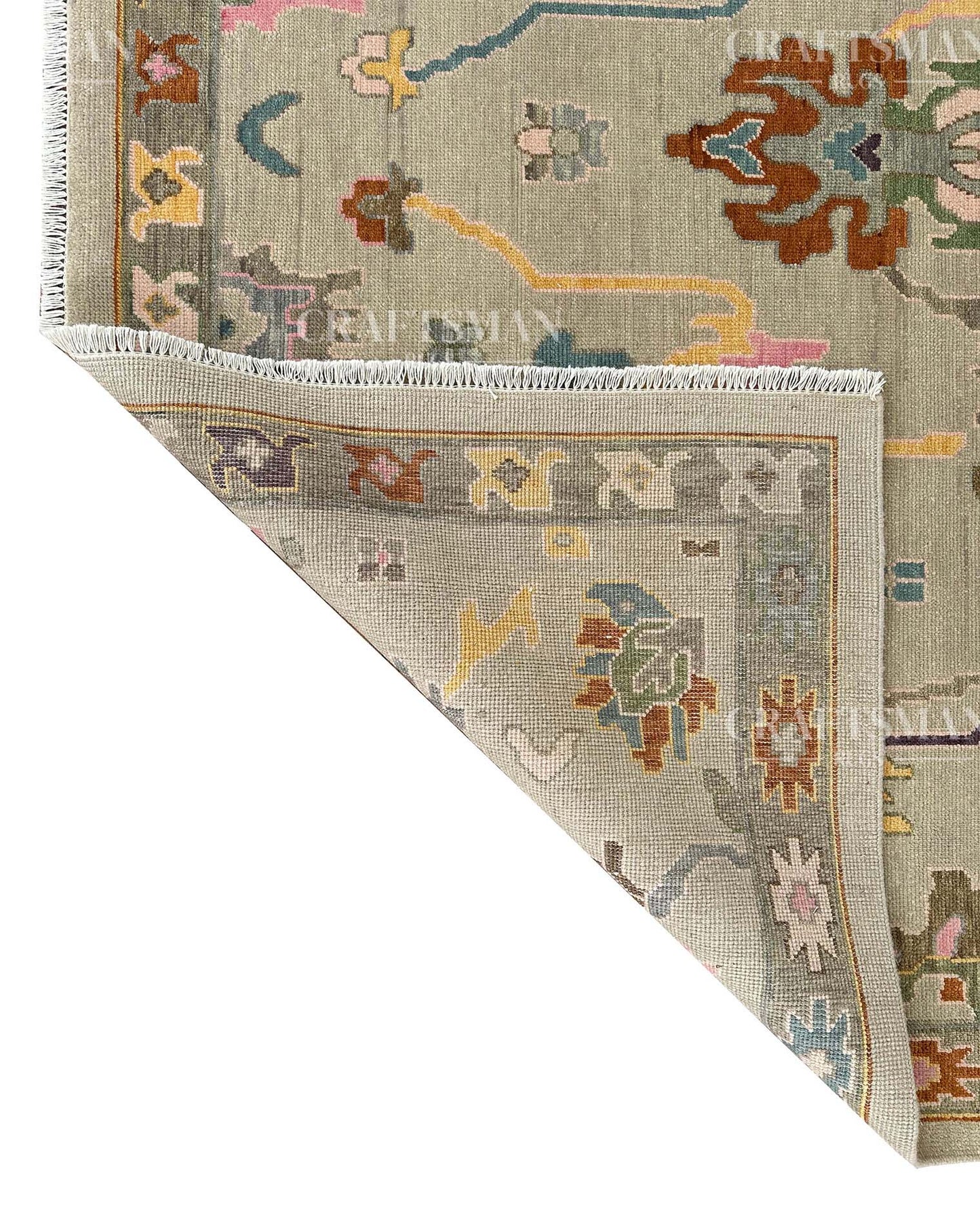 Kalren Wool Hand-Knotted Oushak-Inspired Rug