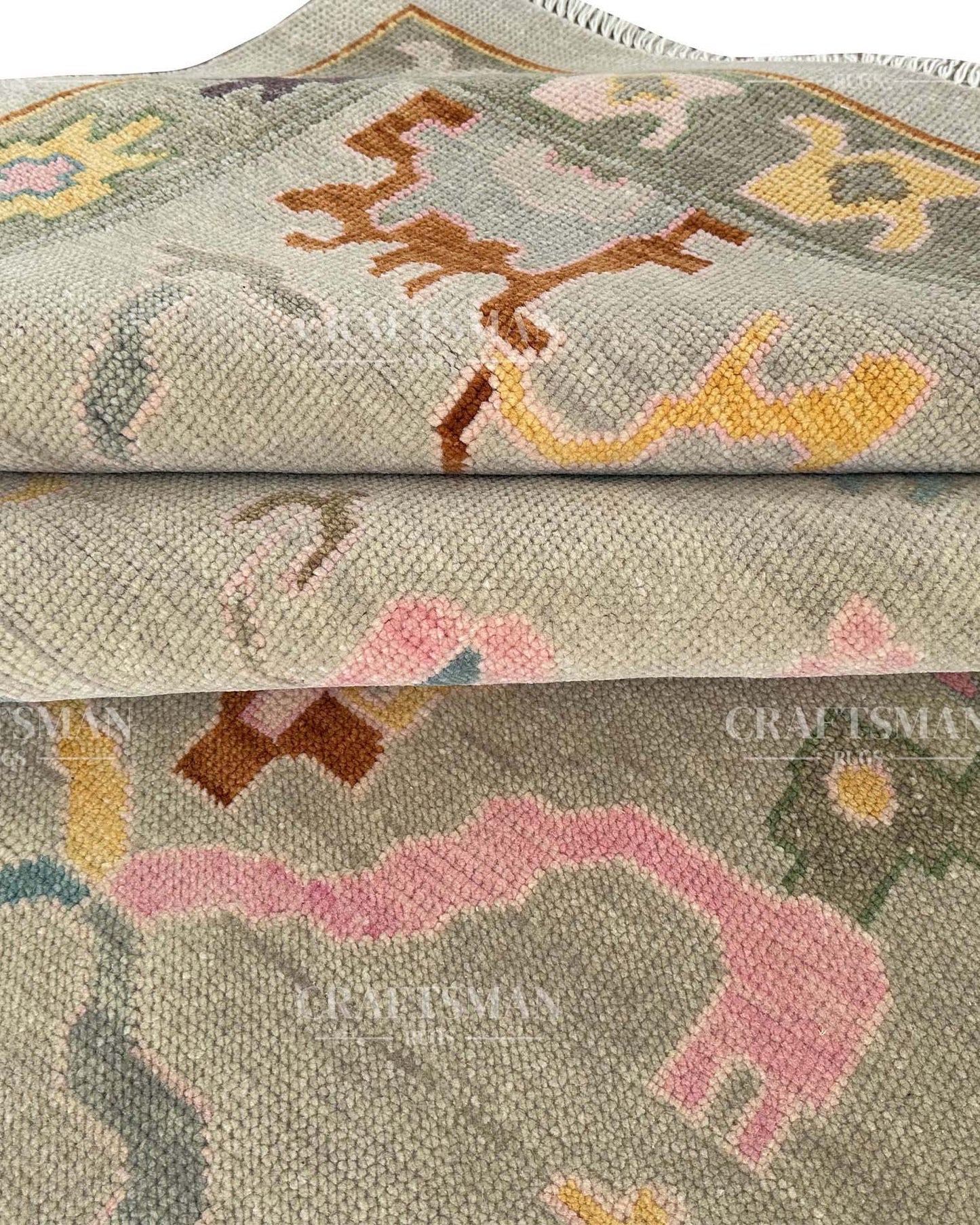 Kalren Wool Hand-Knotted Oushak-Inspired Rug